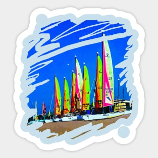 Multicolored sails against the sky Sticker